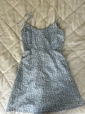 Blue Floral Spaghetti Strap Sundress